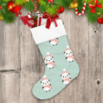 Happy Cartoon Panda With Pink Scarf In Snow On Christmas Holiday Christmas Stocking