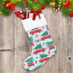 Delivery Service Christmas Red Car And Tree Illustration Christmas Stocking