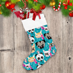 Animals Portraits A Bright Dog With Snowflakes Christmas Stocking