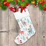 Cute Llamas With Christmas Gifts In The Forest Christmas Stocking