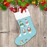 Snowmasn In Hat And Scarf With Poinsettia Star Xmas Sock Christmas Stocking