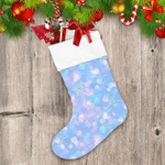 Cute Blue Pastel Christmas Background With Bokeh And Snowflakes Christmas Stocking