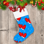 White Icing Snowflakes With Pair Of Red Mittens Christmas Stocking