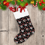 Christmas Bulldog Hand Drawn Stickers On Black Christmas Stocking Christmas Gift