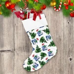 Christmas Tree Blue And White Snowman In Hat Christmas Stocking