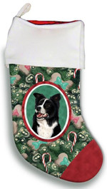 Great Border Collie Christmas Stocking Red And Green Pine Tree Candy Christmas Gift