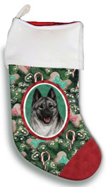 Wonderful Norwegian Elkhound Christmas Stocking Green And Red Candy Cane Tree Christmas Gift
