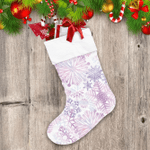 Watercolor Purple And Blue Snowflakes On White Background Christmas Stocking