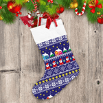 Christmas Knitted Pattern With Santa Claus And Houses Christmas Stocking