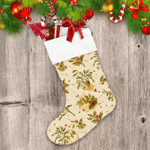 Vintage Hand Write Words Holly Berries And Mistletoe Pattern Christmas Stocking