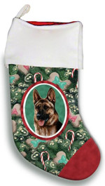 Appealing German Shepherd Christmas Stocking Red And Green Pine Tree Candy Christmas Gift