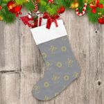 Simple Outline Yellow Bells And Circles On Gray Background Christmas Stocking