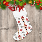 Screaming Nutcracker Mouse And Wrapped Gift Isolated Pattern Christmas Stocking