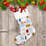 Christmas Theme With Cartoon Bears And Gift Boxes Christmas Stocking