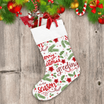 Christmas Leaves With Red And Green Color Christmas Stocking