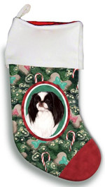 Great Japanese Chin Christmas Stocking Christmas Gift Red And Green Tree Candy Cane