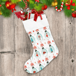 White And Blue Ball Monochrome Car Tree And Santa Claus Illustration Christmas Stocking