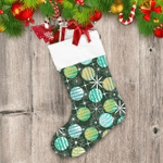 Grunge Striped Ornaments With Snowflakes Stars Pattern Christmas Stocking