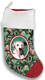 Dalmatian Liver And White Christmas Stocking Christmas Gift Red And Green Tree Candy Cane