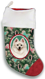 American Eskimo Portrait Tree Candy Cane Christmas Stocking Christmas Gift