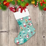 Funny Cartoon Santa Claus In Christmas Forest Design Christmas Stocking