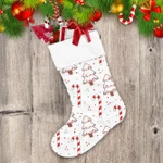 Christmas Candy Cane And Tree On White Background Christmas Stocking