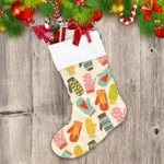 Creative Colorful Hand Drawn Pattern Of Mittens Glove Christmas Stocking