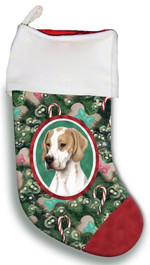 Christmas Stocking Christmas Gift Red And Green Bone Candy Cane English Pointer Lemon And White
