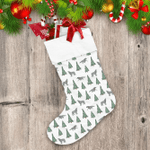 Hand Drawn Doodle Sketch Wolf And Spruce Tree Christmas Stocking