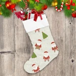 Christmas Background With Santa And Christmas Tree Cartoon Pattern Christmas Stocking