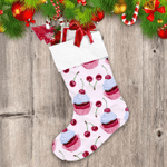 Beautiful Watercolor Cupcakes And Cherries Illustration Christmas Stocking