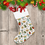 Merry Christmas With Cartoon Blue And Grey Duck Christmas Stocking