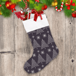 Special Winter Holiday Pattern With Star Fir Forest Snowflakes Christmas Stocking