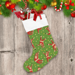 Dancing Time Of Santa Claus And Dots Pattern Xmas Gift Christmas Stocking