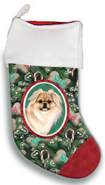 Tibetan Spaniel Cream Portrait Tree Candy Cane Christmas Stocking Christmas Gift Red And Green