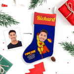 Custom Face Christmas Stocking Christmas Gift Super Hero Add Pictures And Name