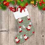 Santa Claus With Red Chirstmas Hat And Tree Christmas Stocking