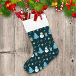 Snowman In Hat Christmas Tree And Toy Snowflake Christmas Stocking
