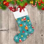 Lovely Santa Claus Hold Christmas Gift And Star Pattern Christmas Stocking