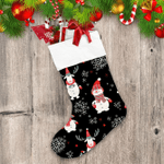 Christmas Cute Snowmen With Red Hat And Snowflakes Christmas Stocking