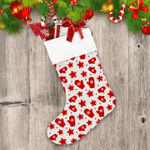 Fantastic Bright Stars And Mittens Glove In Red Color Christmas Stocking