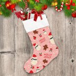 Chirstmas Snowman Snowflake Sock Gingerbread And Holly Christmas Stocking