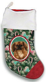 Fido Pekingese Red Christmas Stocking Green And Red Candy Cane Tree Christmas Gift