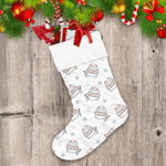 Pattern Of Kawaii Cute Cats In Warm Scarf Snowflake Background Design Christmas Stocking
