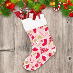 Cute Deer Candy Bell And Christmas Tree Christmas Stocking