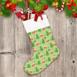 Candy Cane Gift Holly And Christmas Trees Christmas Stocking
