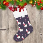 Cute Christmas Llamas And Sweet Candy Canes Christmas Stocking