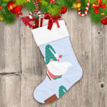 Merry Christmas Wooden Sign And Gnomes Christmas Stocking