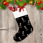 Christmas Cartoon Skeleton With Santa Hat And Sneakers Christmas Stocking