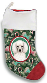 Bright Poodle White Christmas Stocking Green And Red Candy Cane Tree Christmas Gift